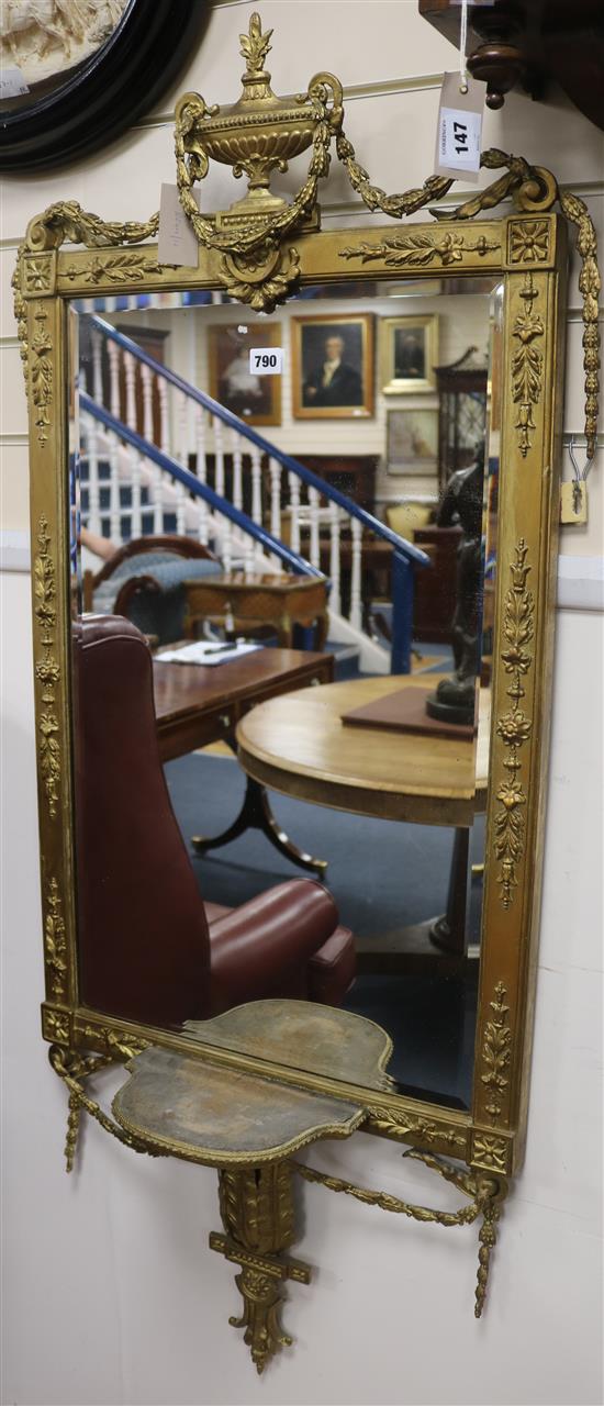 A gilt frame mirror, H.135cm